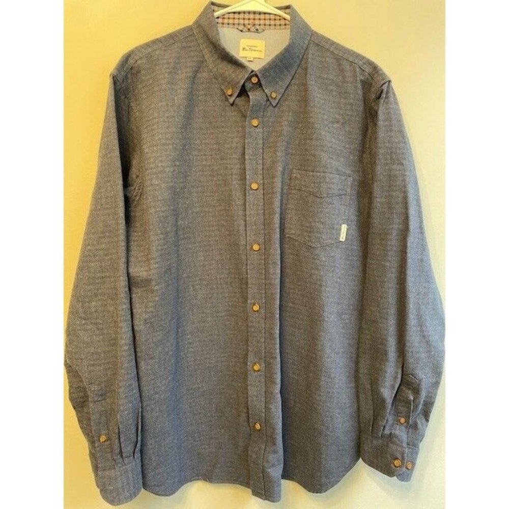 Ben Sherman Men's Navy Blue Long Sleeve Button Down Shirt 2XL